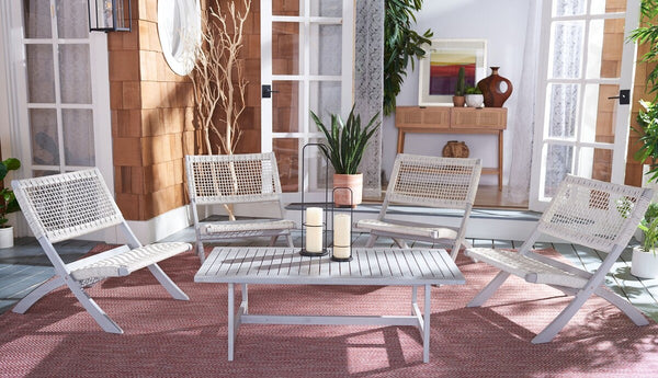 Blaze 5 Piece Outdoor Coffee Set - Stylish Colonial Design with Rattan Chairs and Elegant Table