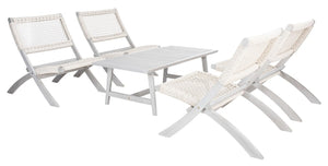 Blaze 5 Piece Outdoor Coffee Set - Stylish Colonial Design with Rattan Chairs and Elegant Table