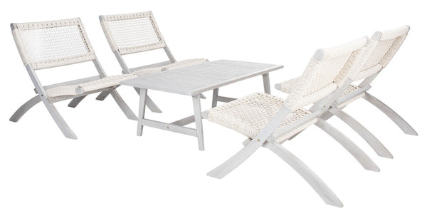 Blaze 5 Piece Outdoor Coffee Set - Stylish Colonial Design with Rattan Chairs and Elegant Table