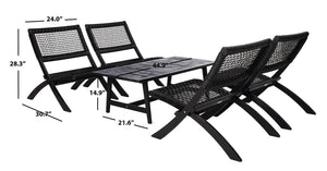Blaze 5 Piece Outdoor Coffee Set - Stylish Colonial Design with Rattan Chairs and Elegant Table