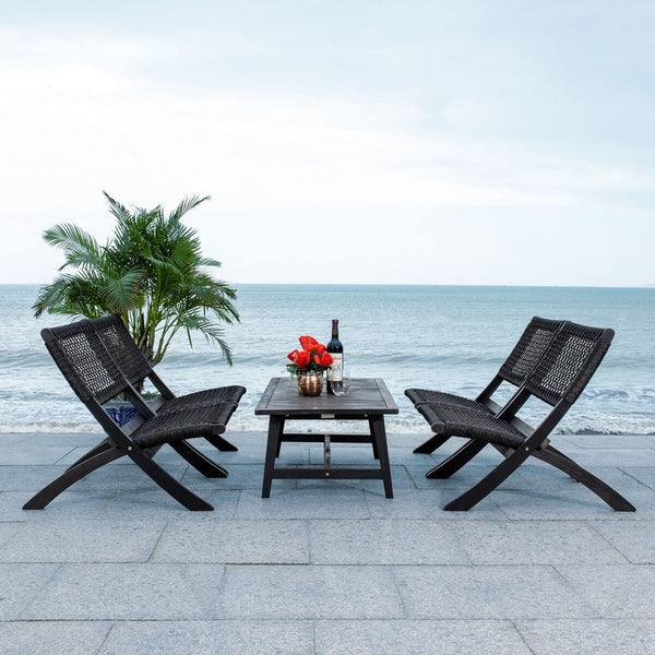 Blaze 5 Piece Outdoor Coffee Set - Stylish Colonial Design with Rattan Chairs and Elegant Table