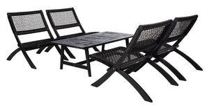 Blaze 5 Piece Outdoor Coffee Set - Stylish Colonial Design with Rattan Chairs and Elegant Table