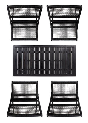 Blaze 5 Piece Outdoor Coffee Set - Stylish Colonial Design with Rattan Chairs and Elegant Table