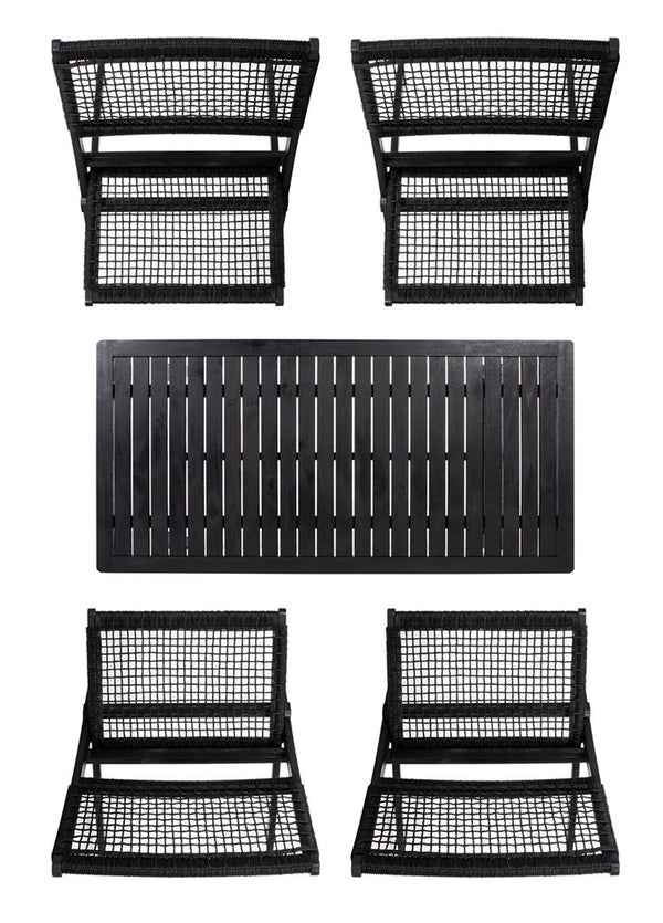 Blaze 5 Piece Outdoor Coffee Set - Stylish Colonial Design with Rattan Chairs and Elegant Table