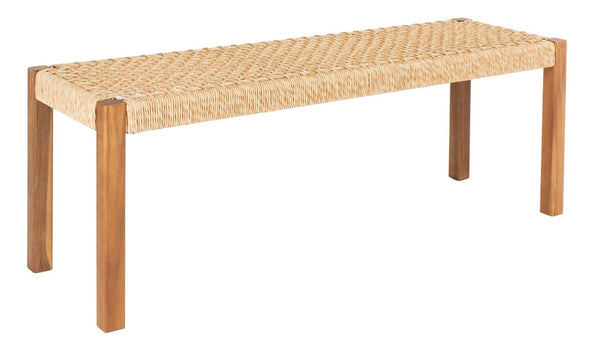 Aquina Outdoor Dining Set - Stylish Acacia Frame with Woven Rattan Benches for Modern Gatherings