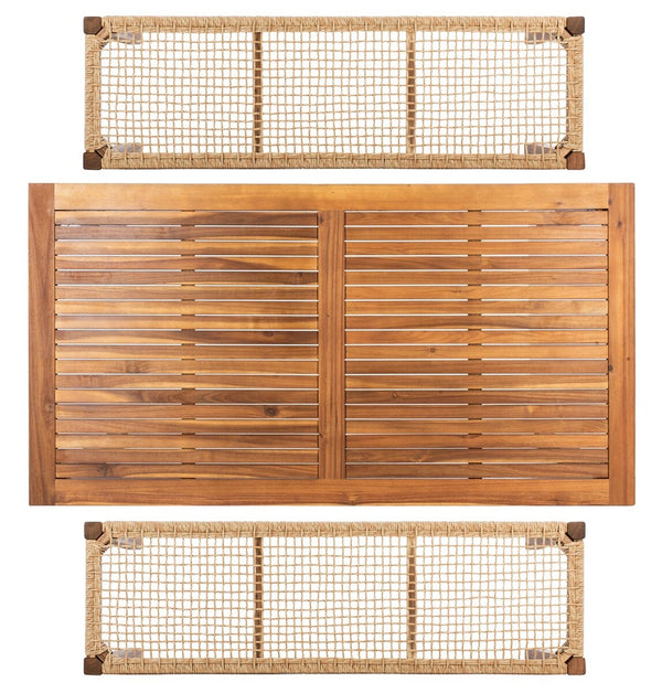 Aquina Outdoor Dining Set - Stylish Acacia Frame with Woven Rattan Benches for Modern Gatherings