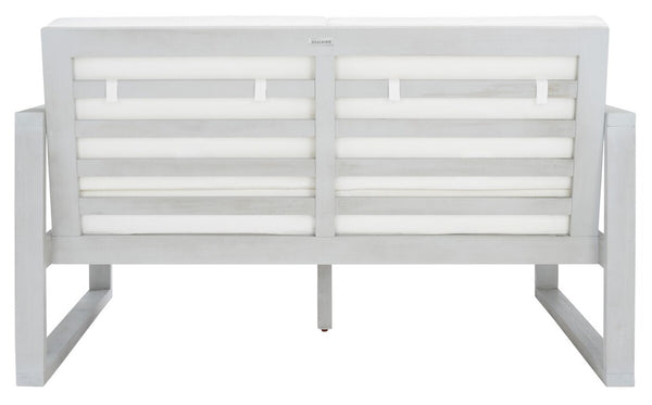 Safavieh Emiko Outdoor Bench Grey Wood/Beige Cushion Wood / Polyester PAT7302B