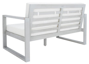 Safavieh Emiko Outdoor Bench Grey Wood/Beige Cushion Wood / Polyester PAT7302B