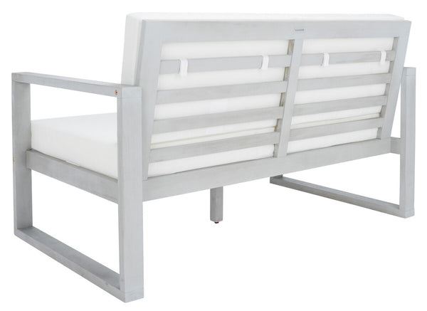 Safavieh Emiko Outdoor Bench Grey Wood/Beige Cushion Wood / Polyester PAT7302B