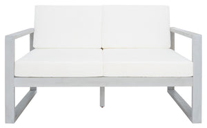 Safavieh Emiko Outdoor Bench Grey Wood/Beige Cushion Wood / Polyester PAT7302B