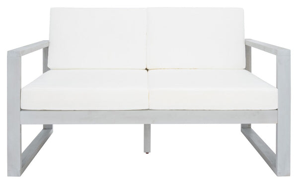 Safavieh Emiko Outdoor Bench Grey Wood/Beige Cushion Wood / Polyester PAT7302B