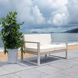Safavieh Emiko Outdoor Bench Grey Wood/Beige Cushion Wood / Polyester PAT7302B
