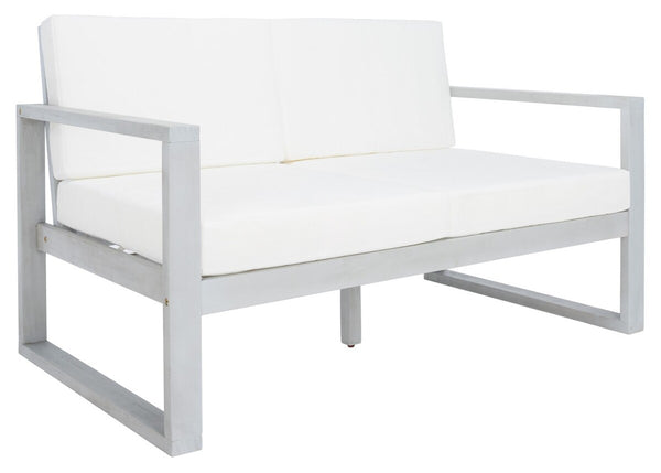 Safavieh Emiko Outdoor Bench Grey Wood/Beige Cushion Wood / Polyester PAT7302B