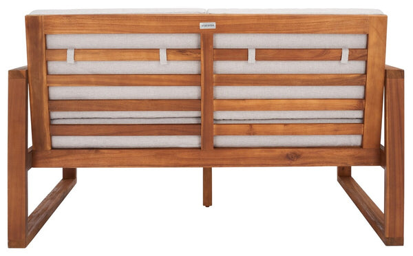 Safavieh Emiko Outdoor Bench Natural Wood/Light Grey Cushion Wood / Polyester PAT7302E