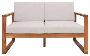 Safavieh Emiko Outdoor Bench Natural Wood/Light Grey Cushion Wood / Polyester PAT7302E