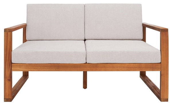 Safavieh Emiko Outdoor Bench Natural Wood/Light Grey Cushion Wood / Polyester PAT7302E