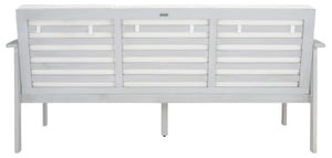 Safavieh Finnick Outdoor Bench Grey Wood/Beige Cushion Wood / Polyester PAT7303B