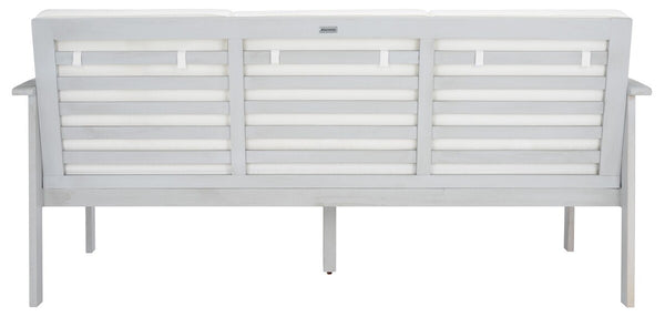 Safavieh Finnick Outdoor Bench Grey Wood/Beige Cushion Wood / Polyester PAT7303B