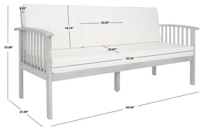 Safavieh Finnick Outdoor Bench Grey Wood/Beige Cushion Wood / Polyester PAT7303B