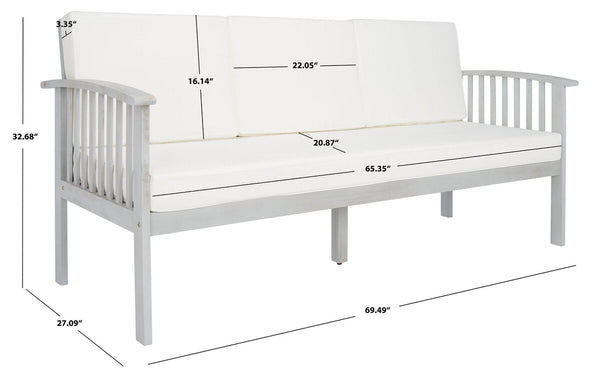 Safavieh Finnick Outdoor Bench Grey Wood/Beige Cushion Wood / Polyester PAT7303B