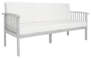 Safavieh Finnick Outdoor Bench Grey Wood/Beige Cushion Wood / Polyester PAT7303B