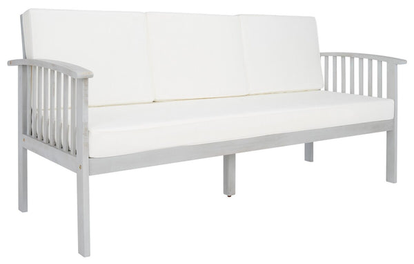 Safavieh Finnick Outdoor Bench Grey Wood/Beige Cushion Wood / Polyester PAT7303B
