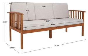 Safavieh Finnick Outdoor Bench Natural Wood/Light Grey Cushion Wood / Polyester PAT7303E