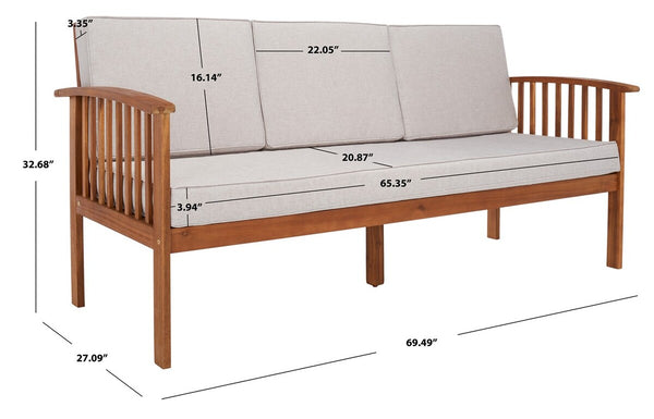 Safavieh Finnick Outdoor Bench Natural Wood/Light Grey Cushion Wood / Polyester PAT7303E