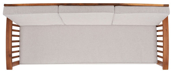 Safavieh Finnick Outdoor Bench Natural Wood/Light Grey Cushion Wood / Polyester PAT7303E