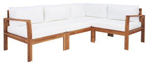 Endelia Outdoor Living Set - Timeless Natural Finish with Beige Cushions & Matching Coffee Table
