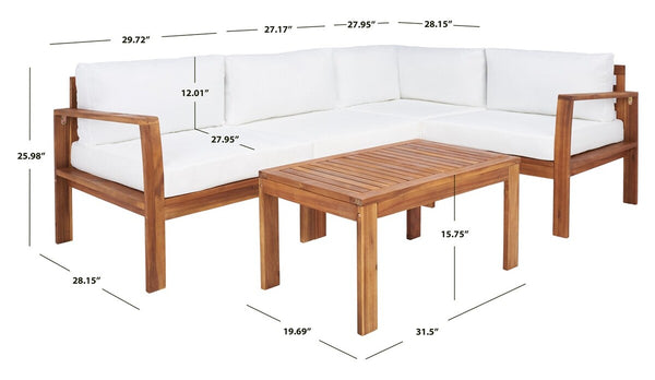 Endelia Outdoor Living Set - Timeless Natural Finish with Beige Cushions & Matching Coffee Table