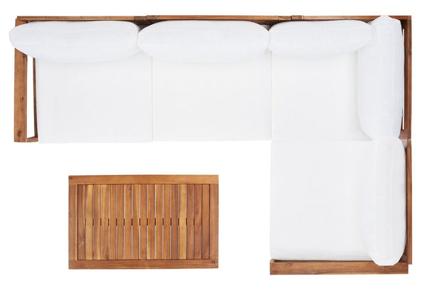 Endelia Outdoor Living Set - Timeless Natural Finish with Beige Cushions & Matching Coffee Table