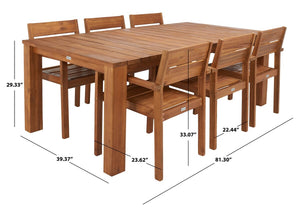 Hestia 7Pc Outdoor Dining Set - Timeless Acacia Wood, Gold Accents, Perfect for Al Fresco Gatherings!