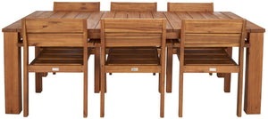 Hestia 7Pc Outdoor Dining Set - Timeless Acacia Wood, Gold Accents, Perfect for Al Fresco Gatherings!