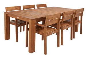 Hestia 7Pc Outdoor Dining Set - Timeless Acacia Wood, Gold Accents, Perfect for Al Fresco Gatherings!