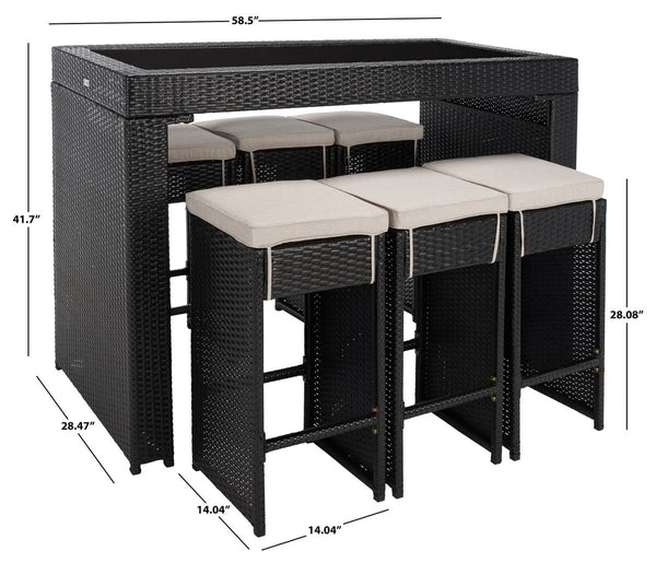 Safavieh Horus Dining Set Black / Light Grey PAT7502E