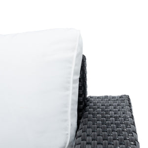 Machie 4 Piece Outdoor Living Set - Elegant Wicker Frame with Plush Cushions & Glass Coffee Table