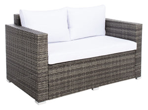Machie 4 Piece Outdoor Living Set - Elegant Wicker Frame with Plush Cushions & Glass Coffee Table