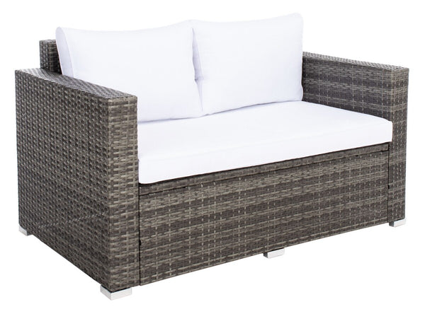 Machie 4 Piece Outdoor Living Set - Elegant Wicker Frame with Plush Cushions & Glass Coffee Table