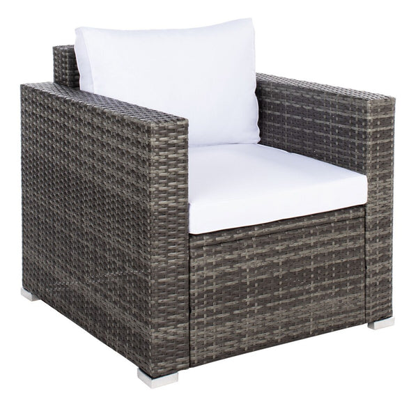 Machie 4 Piece Outdoor Living Set - Elegant Wicker Frame with Plush Cushions & Glass Coffee Table
