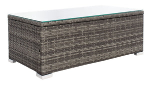 Machie 4 Piece Outdoor Living Set - Elegant Wicker Frame with Plush Cushions & Glass Coffee Table