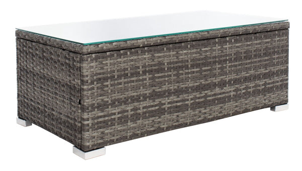 Machie 4 Piece Outdoor Living Set - Elegant Wicker Frame with Plush Cushions & Glass Coffee Table