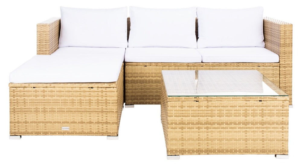 Madalina Living Set - Luxurious Outdoor Lounge with Plush Cushions & Elegant Glass Coffee Table