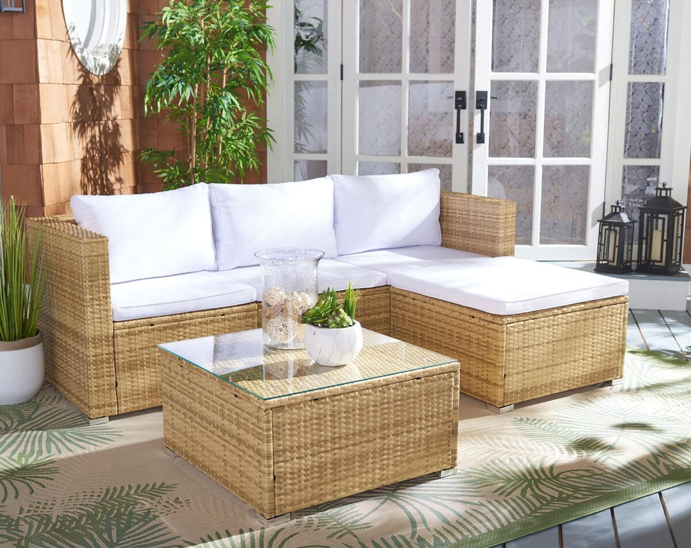 Madalina Living Set - Luxurious Outdoor Lounge with Plush Cushions & Elegant Glass Coffee Table