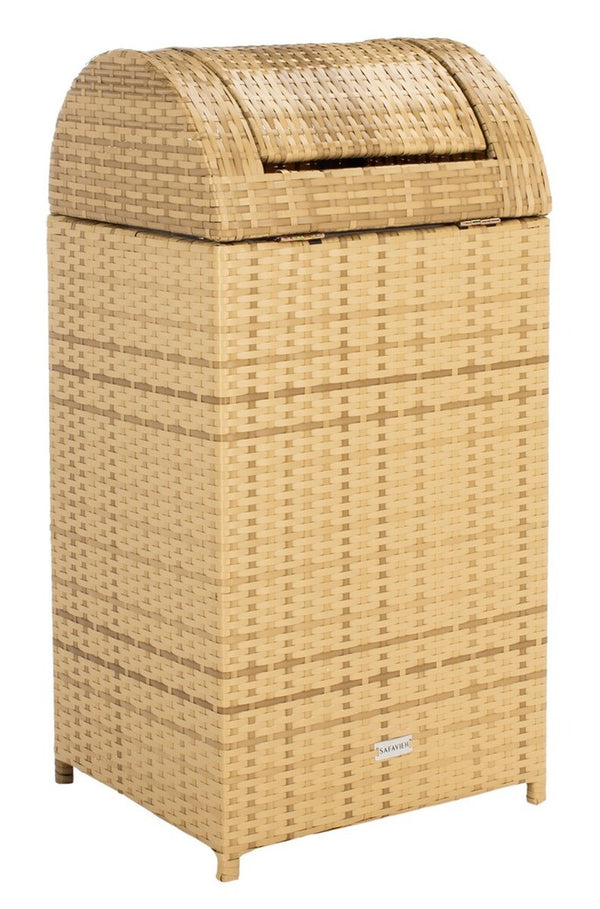 Mazeli Decorative Trash Bin - Chic Outdoor Waste Container with Removable Top and Steel Frame Design