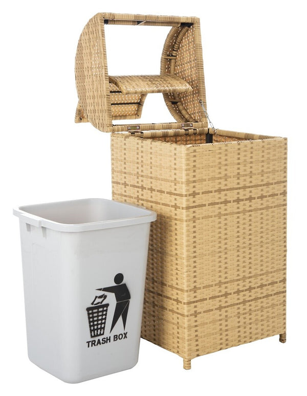 Mazeli Decorative Trash Bin - Chic Outdoor Waste Container with Removable Top and Steel Frame Design