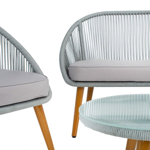 Halcott 4-Piece Mid-Century Modern Living Set with Stylish Barrel Chairs and Glass Coffee Table