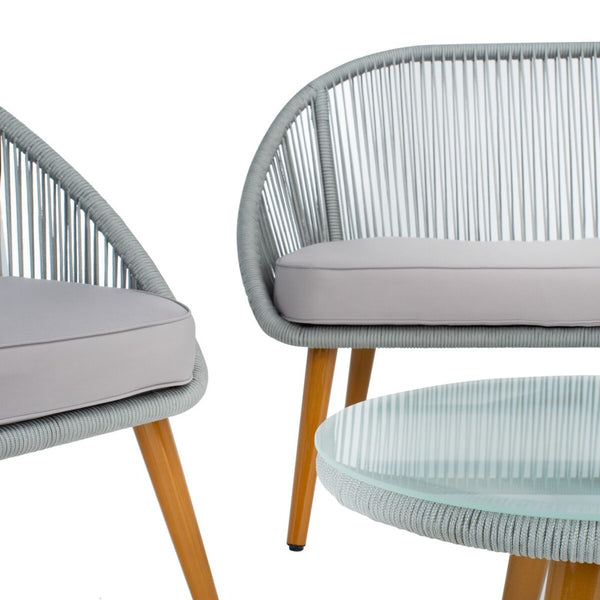 Halcott 4-Piece Mid-Century Modern Living Set with Stylish Barrel Chairs and Glass Coffee Table