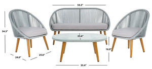 Halcott 4-Piece Mid-Century Modern Living Set with Stylish Barrel Chairs and Glass Coffee Table