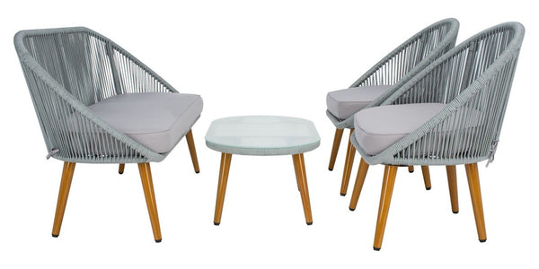 Halcott 4-Piece Mid-Century Modern Living Set with Stylish Barrel Chairs and Glass Coffee Table